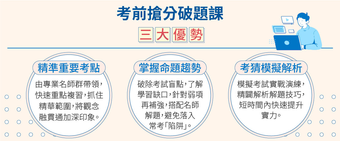 考前搶分破題課三大優勢